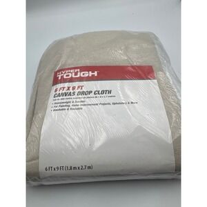Hyper Tough 6 ft x 9 ft Canvas Drop Cloth Heavyweight Painting Tarp Reusable NEW